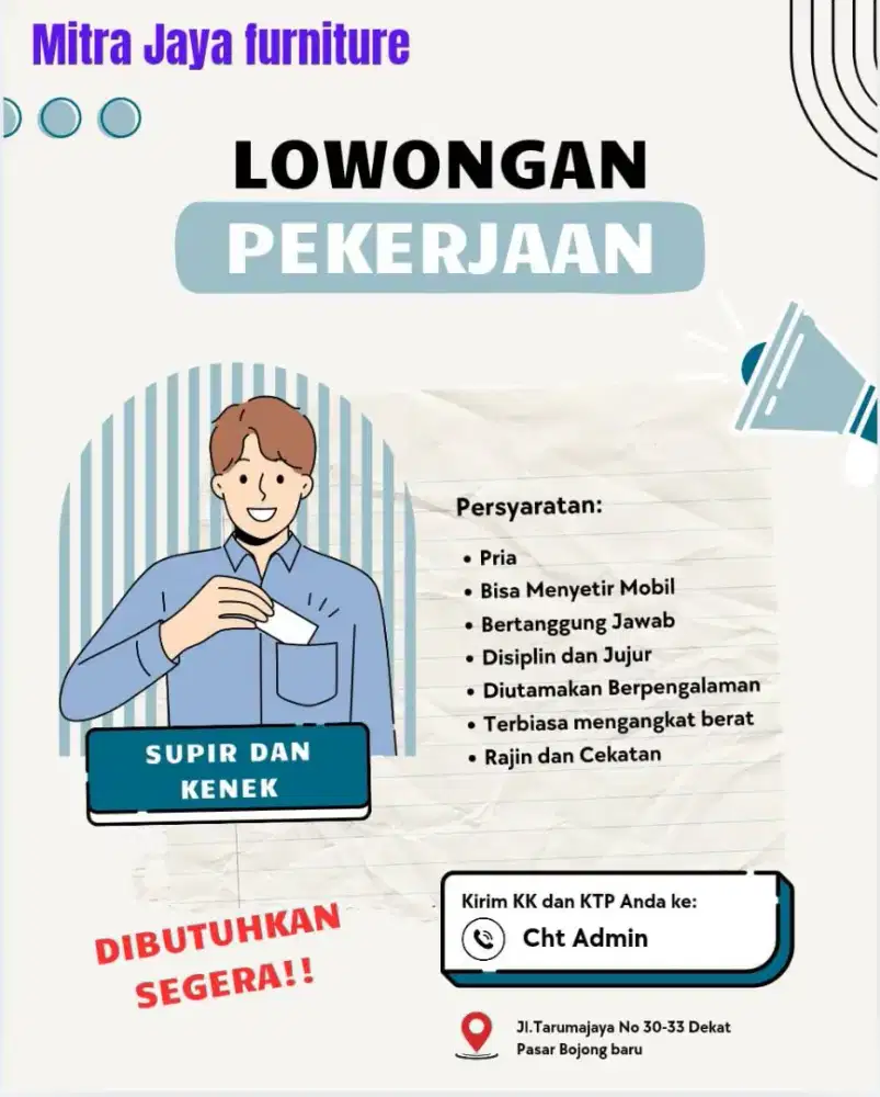 Dibutuhkan sopir segera