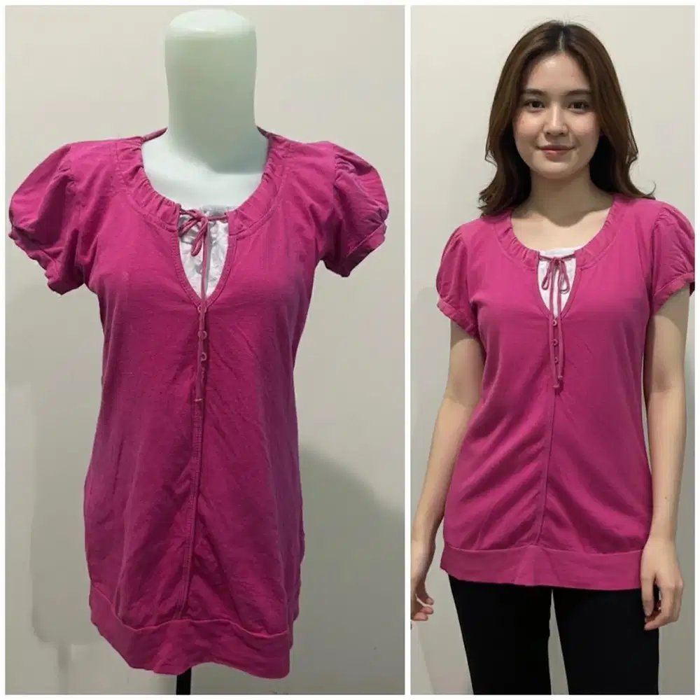 Baju pink putih
