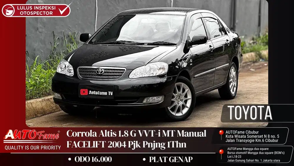KM 16RB Toyota Corrola Altis 1.8 G VVT-i MT Manual FACELIFT 2004 Pjk P