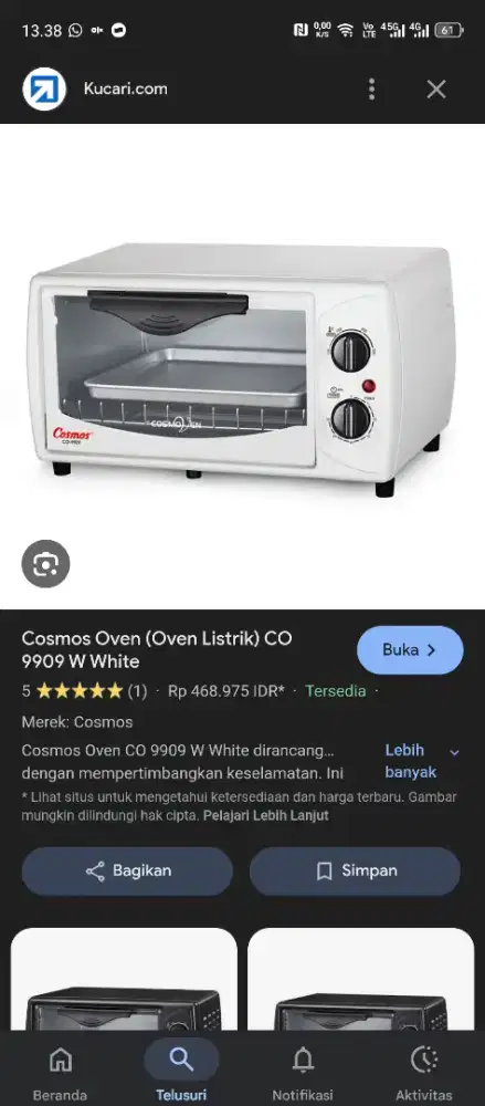 Oven cosmos co 9909 white