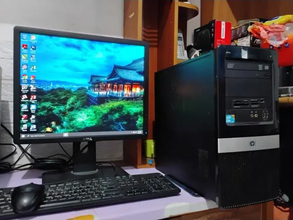Pc HP fullset / intel + ram 8gb + monitor 19inch siap pakai