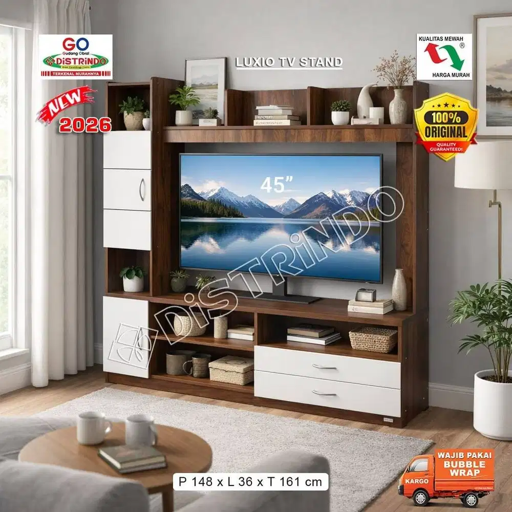 Distrindo - Rak TV Model Tinggi / Bufet Tv Wall Unit Minimalis dengan