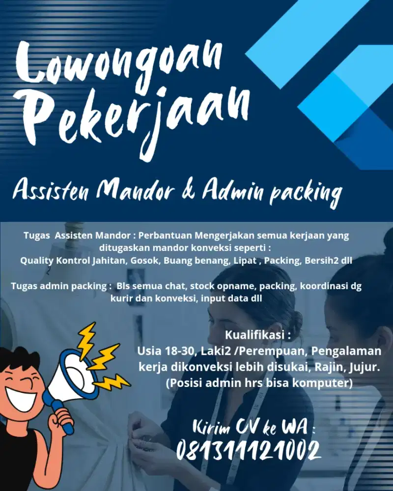 LOKER ASSISTEN MANDOR & ADMIN PACKING