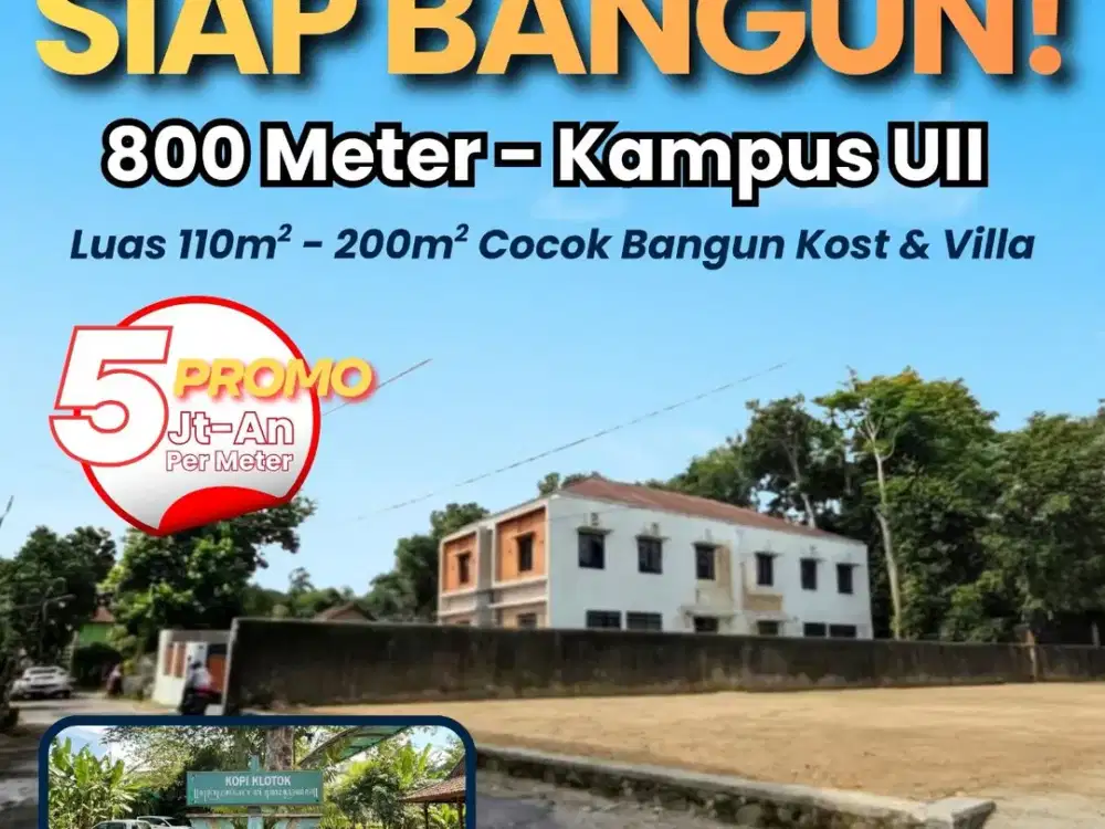 Tanah Jogja Dekat Kampus UII, Siap Bangun dan Legalitas SHM Pekarangan