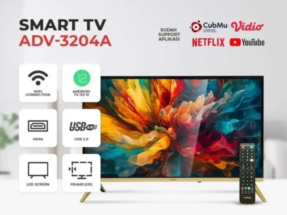 Bisa Cicilan.Advance Digitals LED Smart Android TV 32 ADV-3204A Black