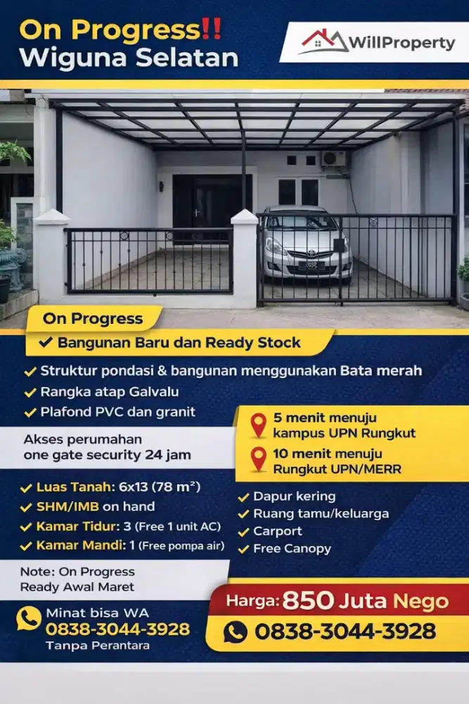 Rumah Baru Wiguna Selatan dkt Merr,UPN,Rungkut,Gunung Anyar,Medokan