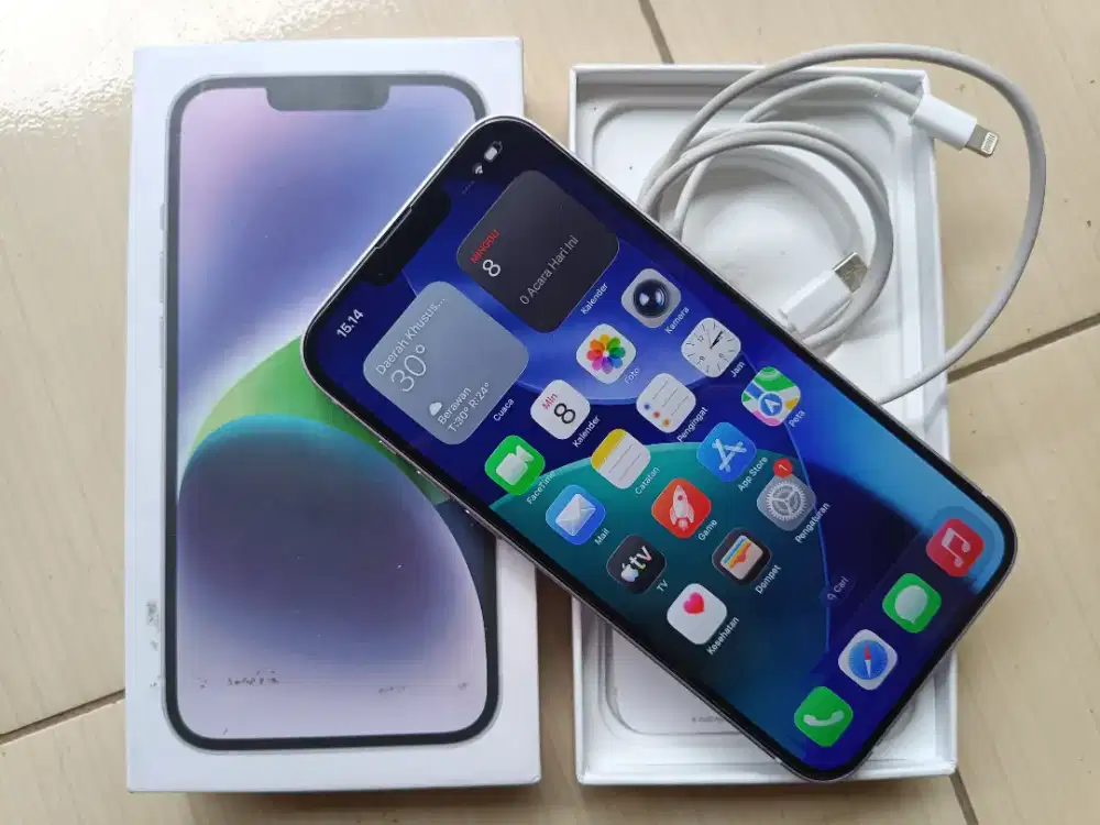Jual iphone 14+ plus 128Gb fullset super mulus like new no minus