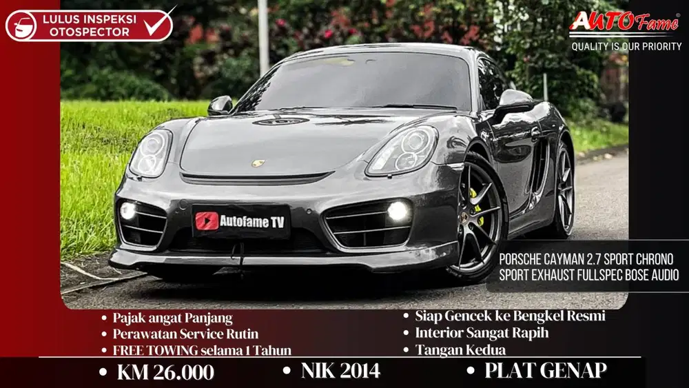Porsche Cayman 2.7 Sport Chrono Sport Exhaust Bose Audio NIK 2014