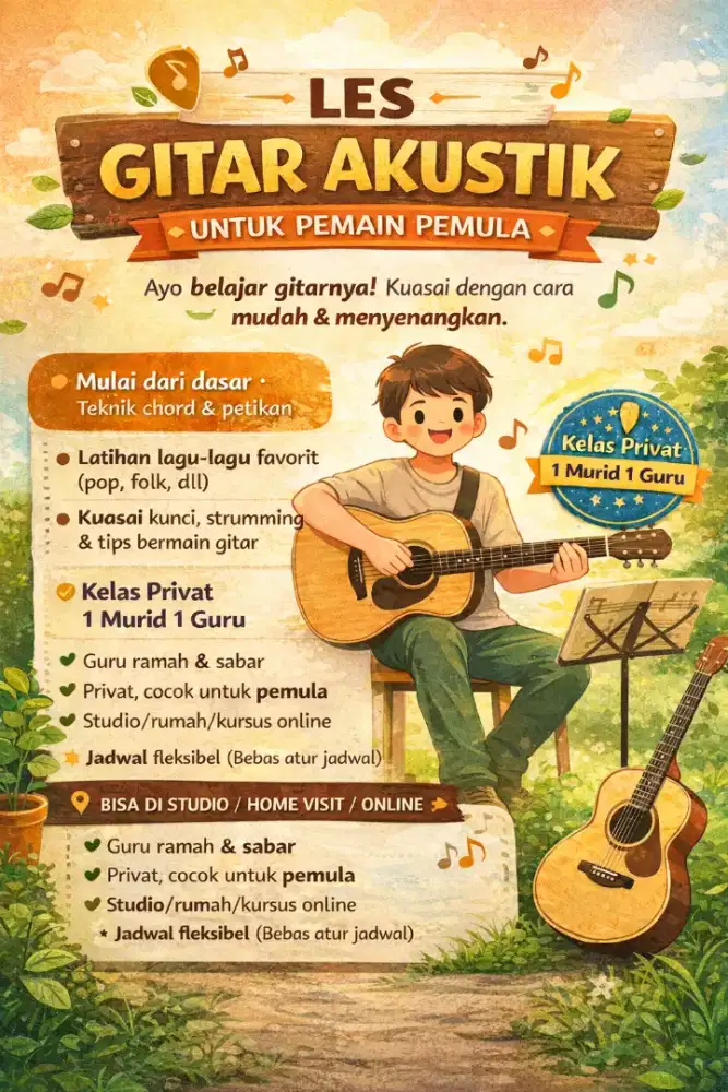 LES GITAR AKUSTIK UNTUK PEMULA