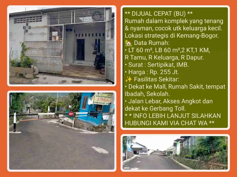 Hunian Komplek Jalan Lebar – di Kemang Bogor.