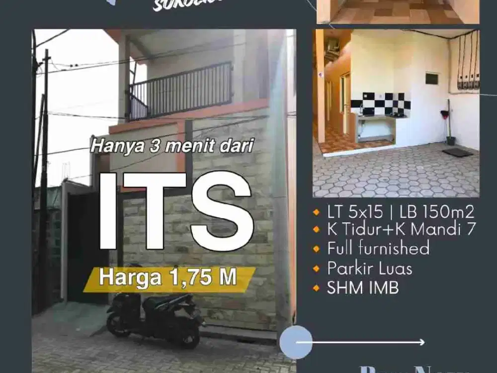 Dijual Rumah kos di keputih dekat ITS dan Hangtuah surabaya