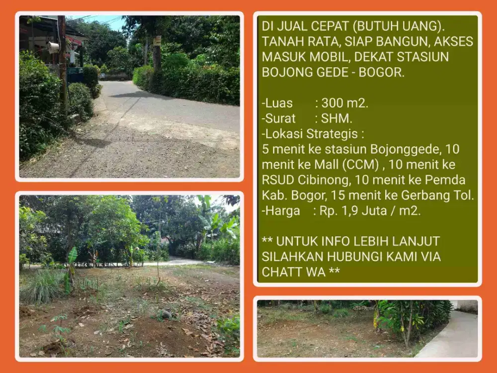 Jual Tanah 300 m² di Bojonggede-Bogor Dekat Tol & Stasiun