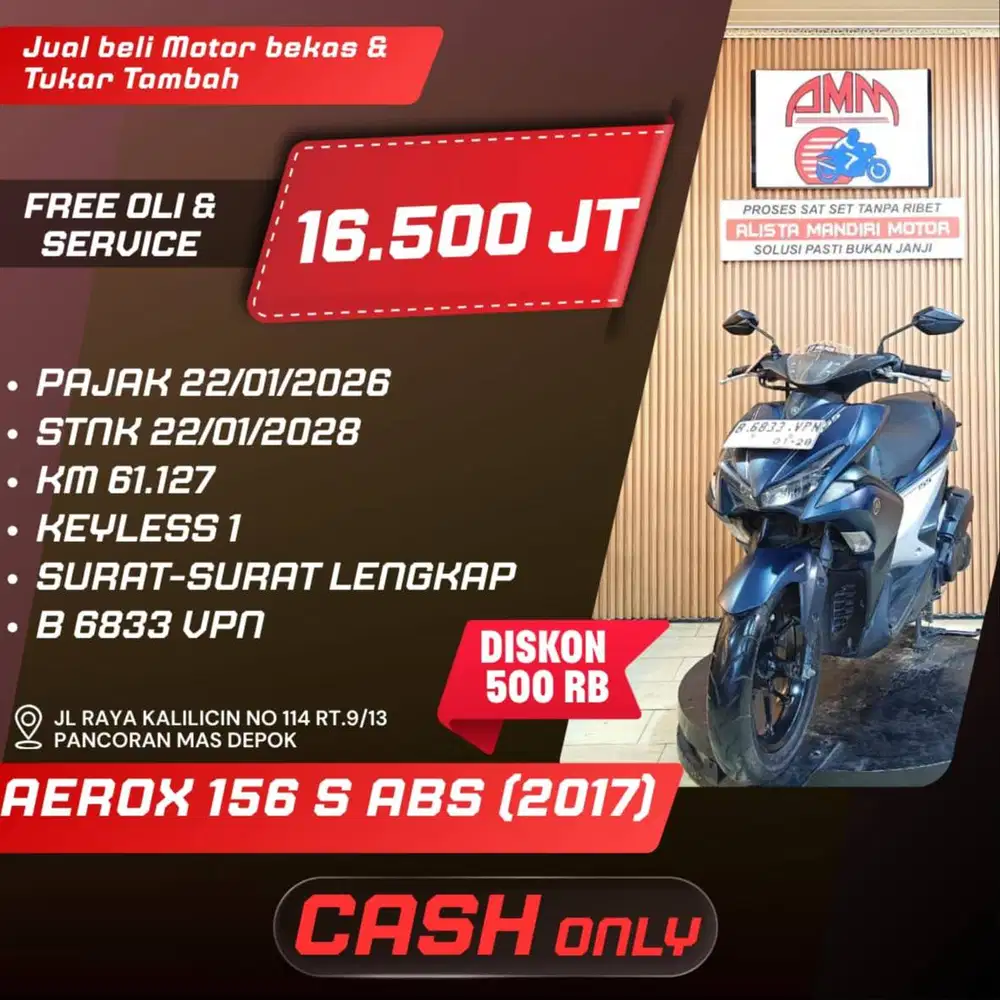 AEROX 155 S ABS 2017 PAJAK HIDUP KREDIVO INDODANA GOPAYLATER ALISTA