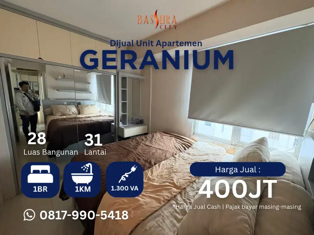 Jual 1BR Furnished apartemen Bassura City tower Geranium