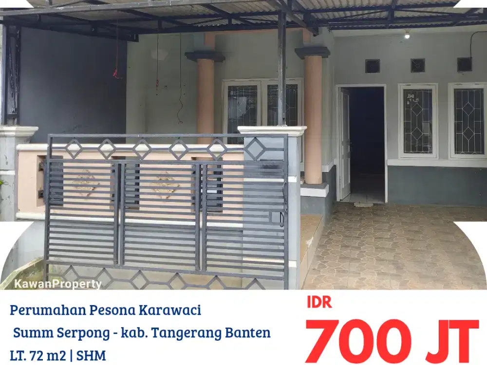 MRT001 rumah 1 lantai di perum pesona karawaci, seberang pintu keluar summarecon Serpong ke legok, banten
