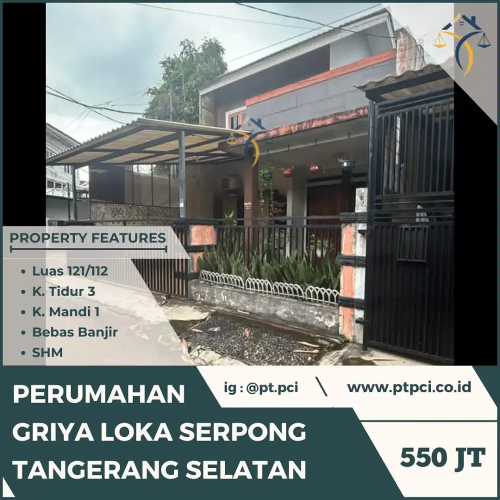 DIJUAL RUMAH DI GRIYA LOKA SERPONG TANGERANG SELATAN - VIA CESSIE