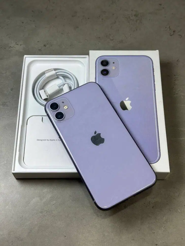 iPhone 11 64GB Beacukai Purple Normal Lengkap Mulus Signal Aman