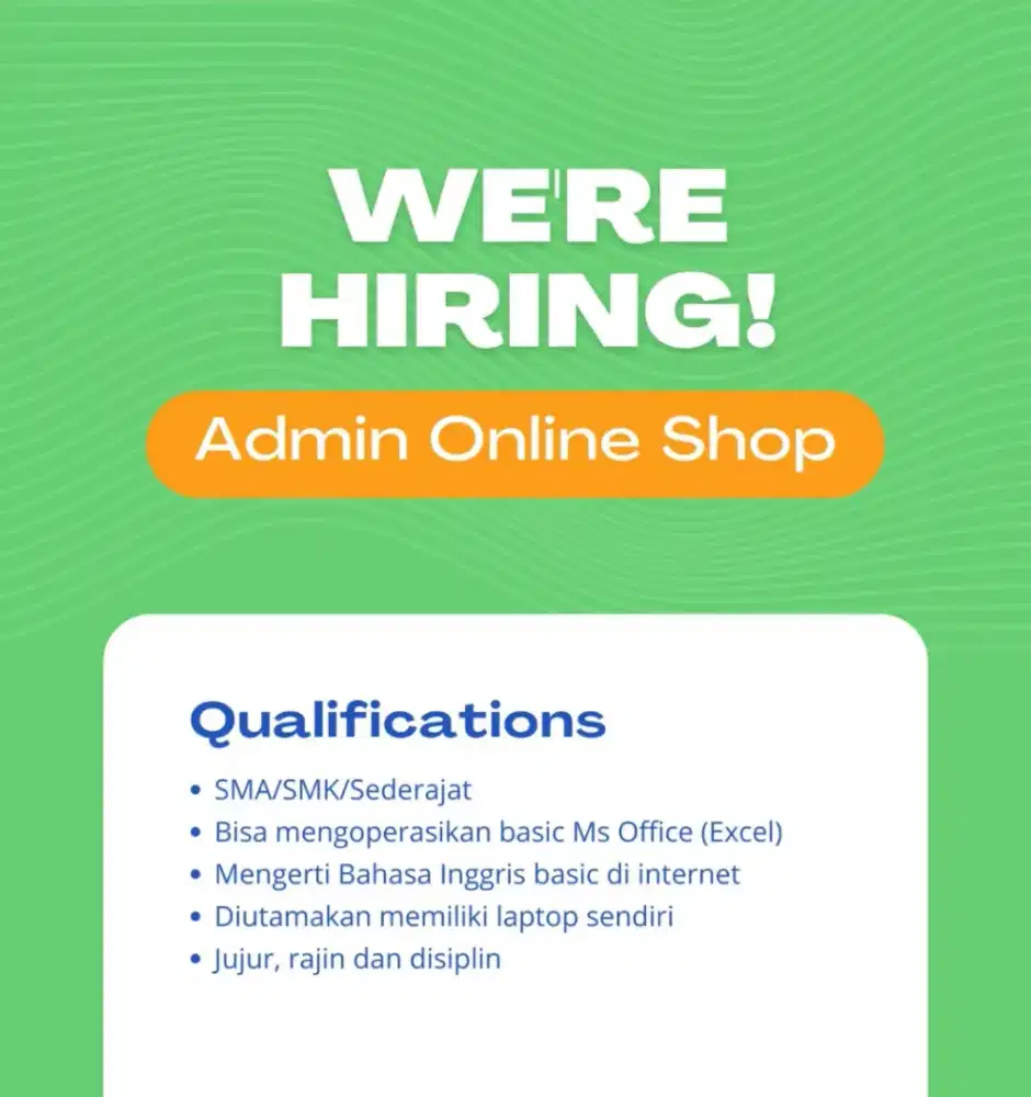 Lowongan Kerja Admin Online Shop