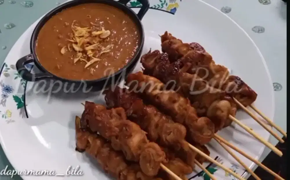 Jual Sate Jamur Tiram Putih 10 tusuk Bumbu Kacang , Bumbu Kecap