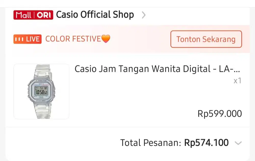 Jam Tangan Casio WR LA-20WH Second