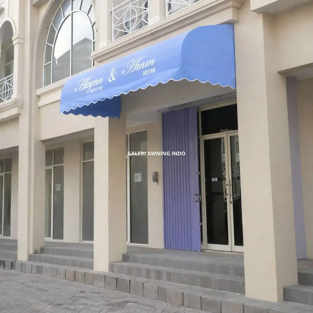 kanopi kaina awning warna biru untuk caffe dan resto gratis survei