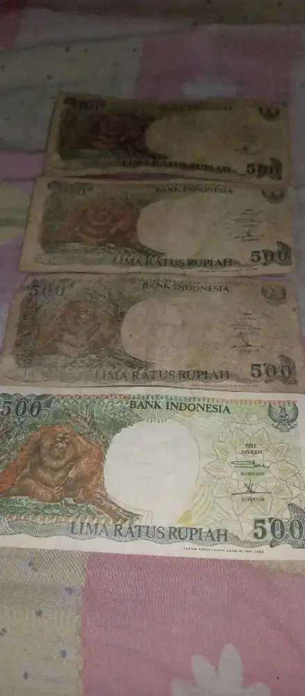 dijual duit kertas 500an tahun 1992
