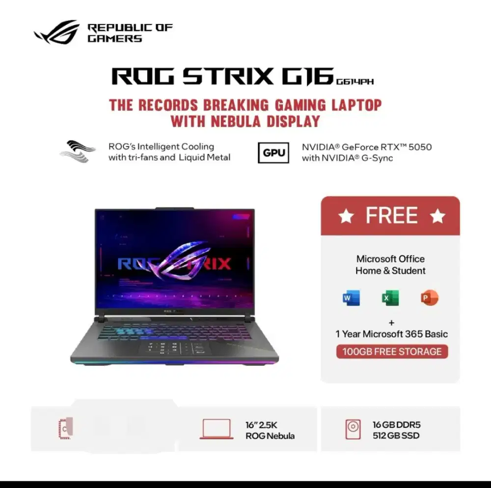 Laptop Asus ROG G16 G615JHR RTX5050 16/512 x msi tuf nitro
