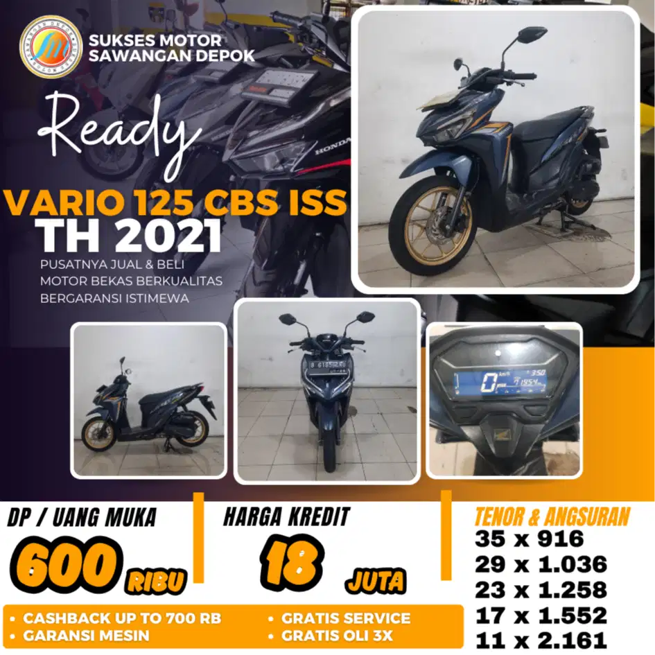 KREDIT DP 600 HONDA NEW VARIO 125 CBS ISS TH 2021 UNIT MULUS GARANSI