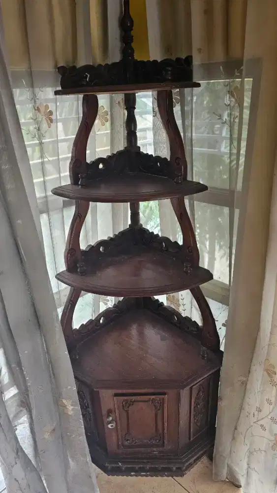 Rak pojok siku kayu hiasan pajangan ukuran 45cm x 150cm