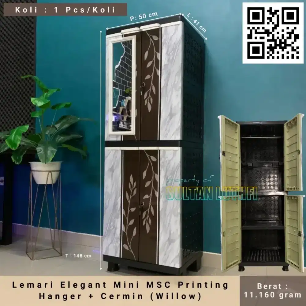 Lemari Elegant Mini MSC Printing Hanger + Cermin (Willow)