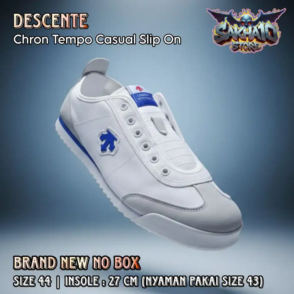 SEPATU SNEAKERS PRIA/WANITA CASUAL/SANTAI/KECE PUTIH DESCENTE SLIP ON