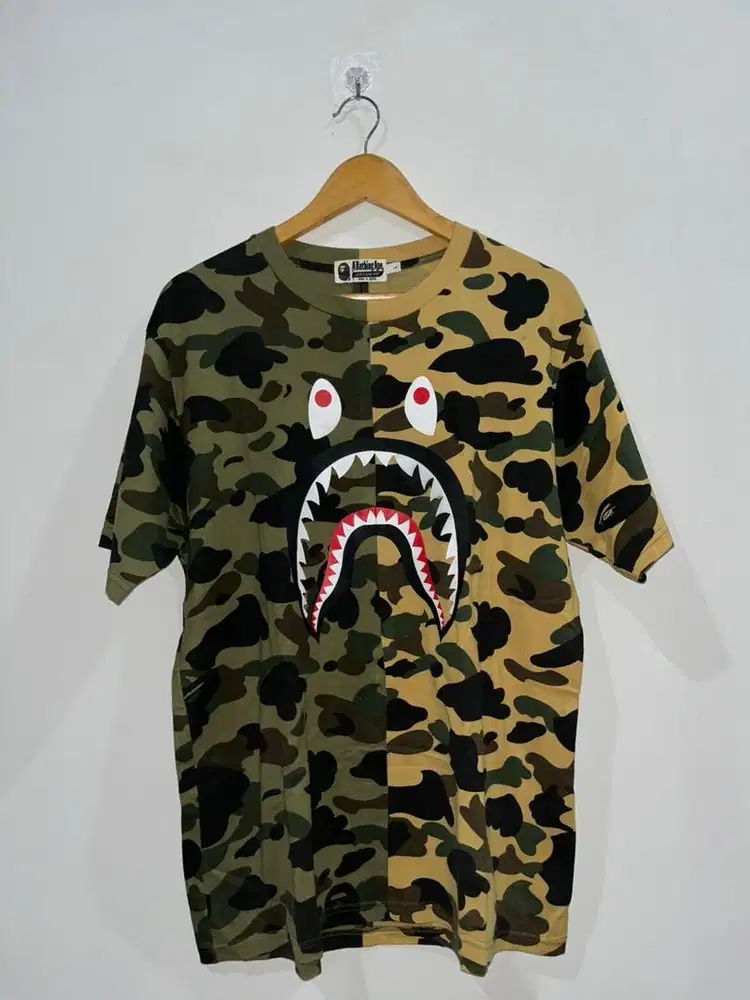 Kaos BAPE SHARK CAMO GREEN TSHIRT 100% ORIGINAL