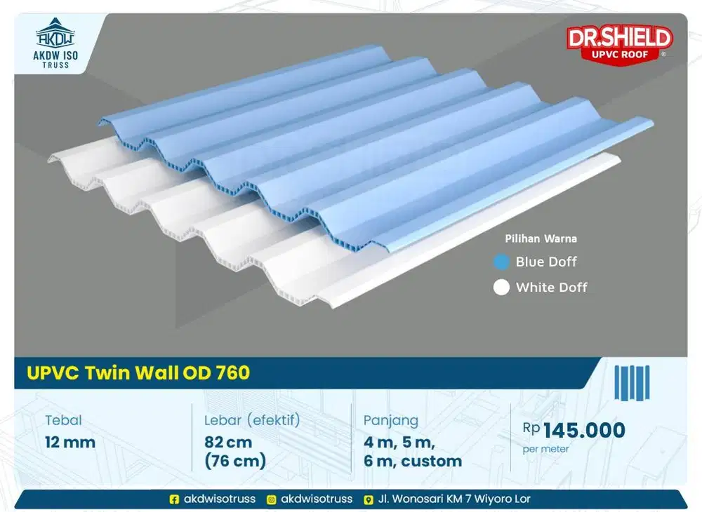 Atap UPVC Galvalum Spandek  Metal Polos dan Pasir 0.25mm 0.30mm