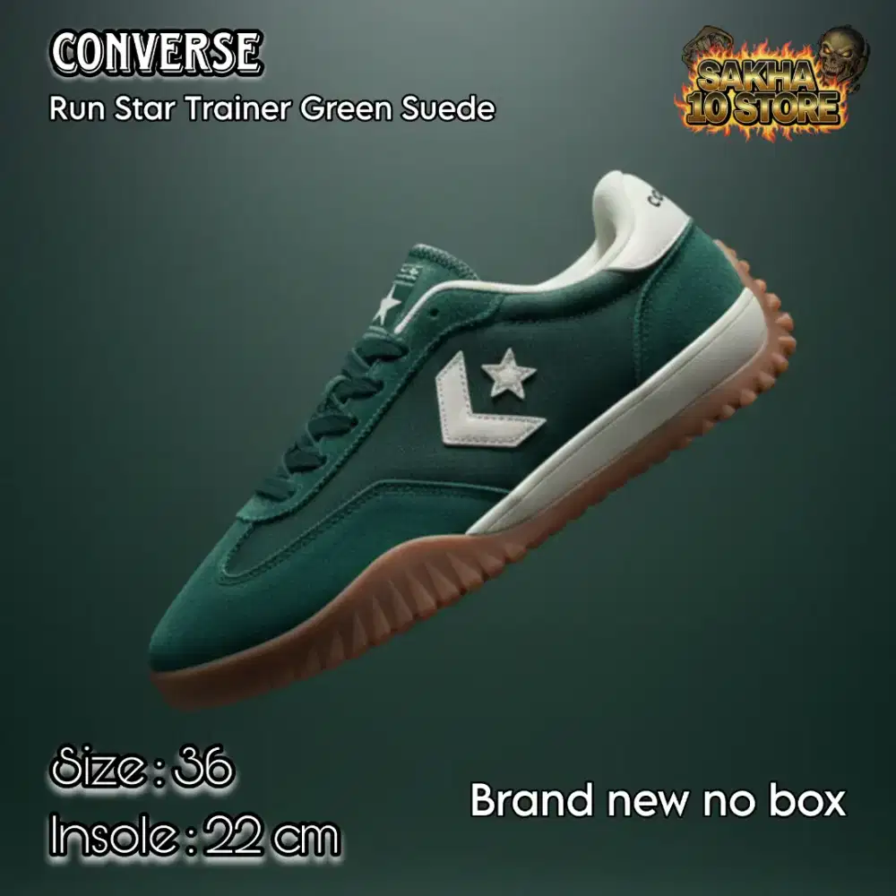 Sepatu Sneakers Wanita Casual/Santai Cons Runstar Trainer Green Suede