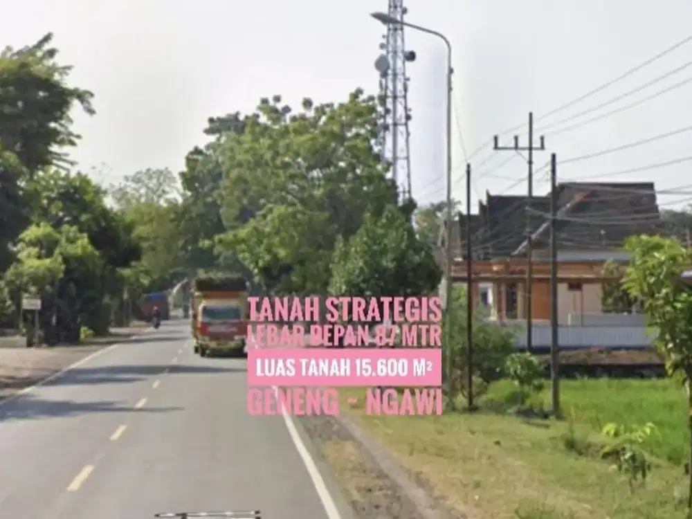 (W) Dijual Tanah LD 87 mtr, NOL Jalan Raya Propinsi Madiun-NGAWI, Berkelas