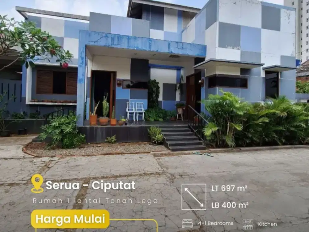 Rumah 1Lantai tanah Lega Struktur bisa 3lt bisa Tuk Kosan atau Kantor di Serua Ciputat/S535