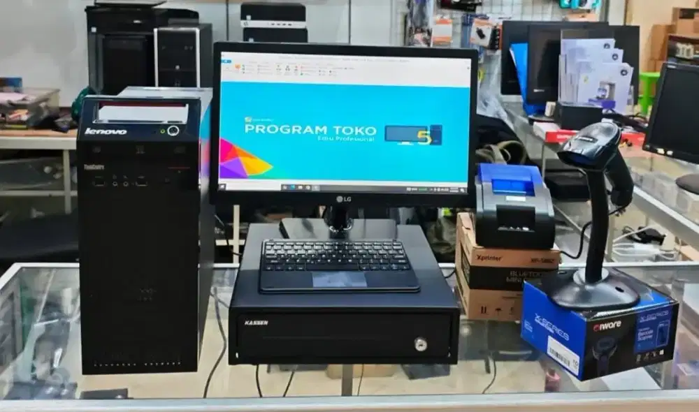 PAKET KOMPUTER KASIR LENGKAP SIAP PAKAI TERMURAH GRATIS KIRIM TRINING