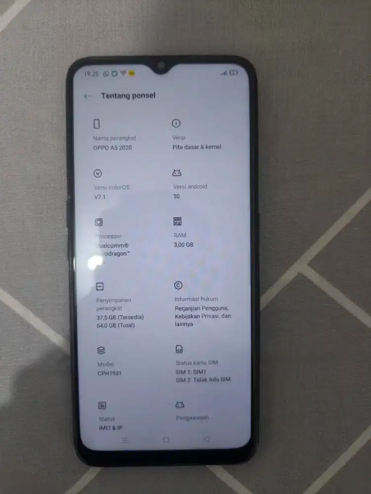 Jual cepat Oppo A5 2020 Ram 3/64GB