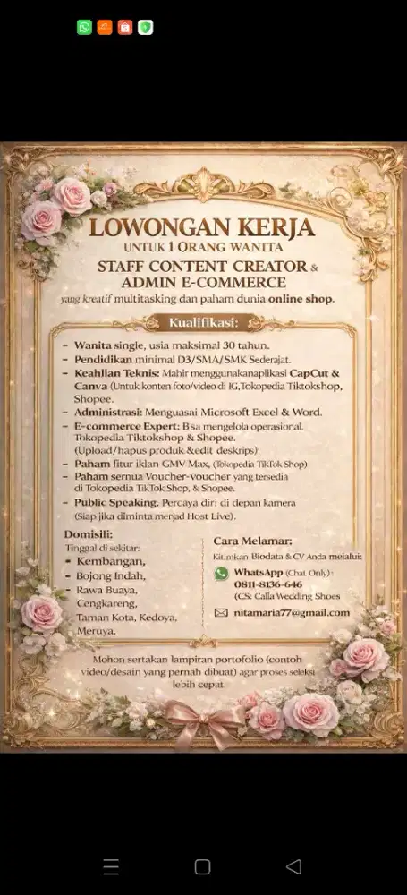 Konten kreator rangkap admin olshop