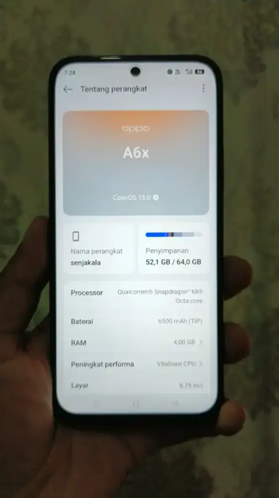 Oppo a6x ram 4+4/64