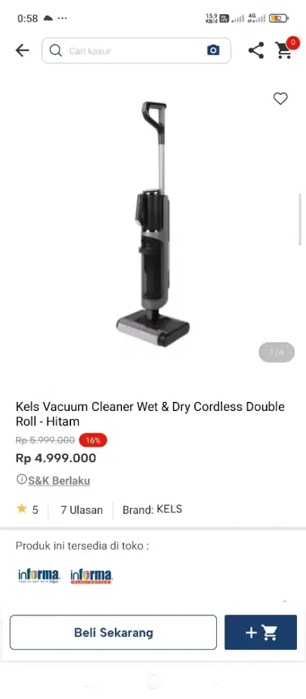 Vacum cleaner merek kels  kredit tanpa dp  pakai indodana