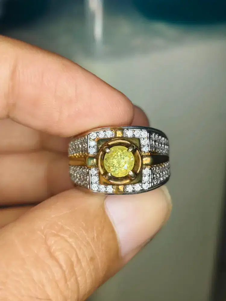 Natural Chrysoberyl Srilanka Ceylon Kristal Memo WGL Ring Perak