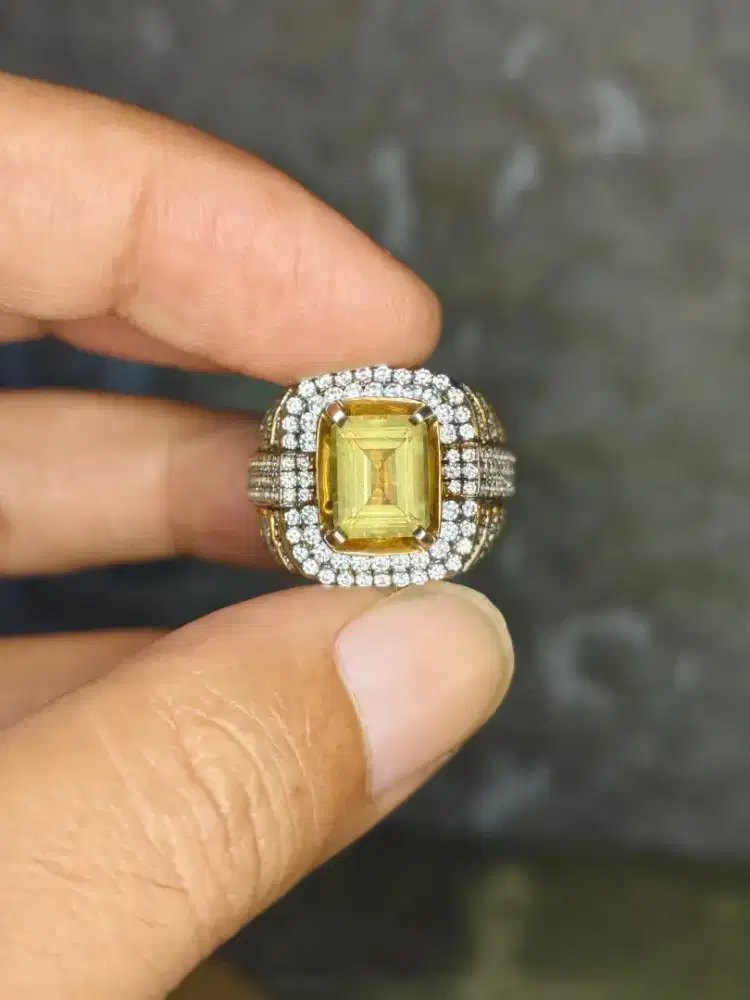 Natural Apatite 3.03crt Kristal Kaca Loupe Clean Memo GRI Ring Perak