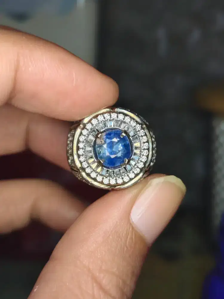 Natural Blue Sapphire 3.00crt Srilanka Ceylon Memo SKY Lab Ring Perak