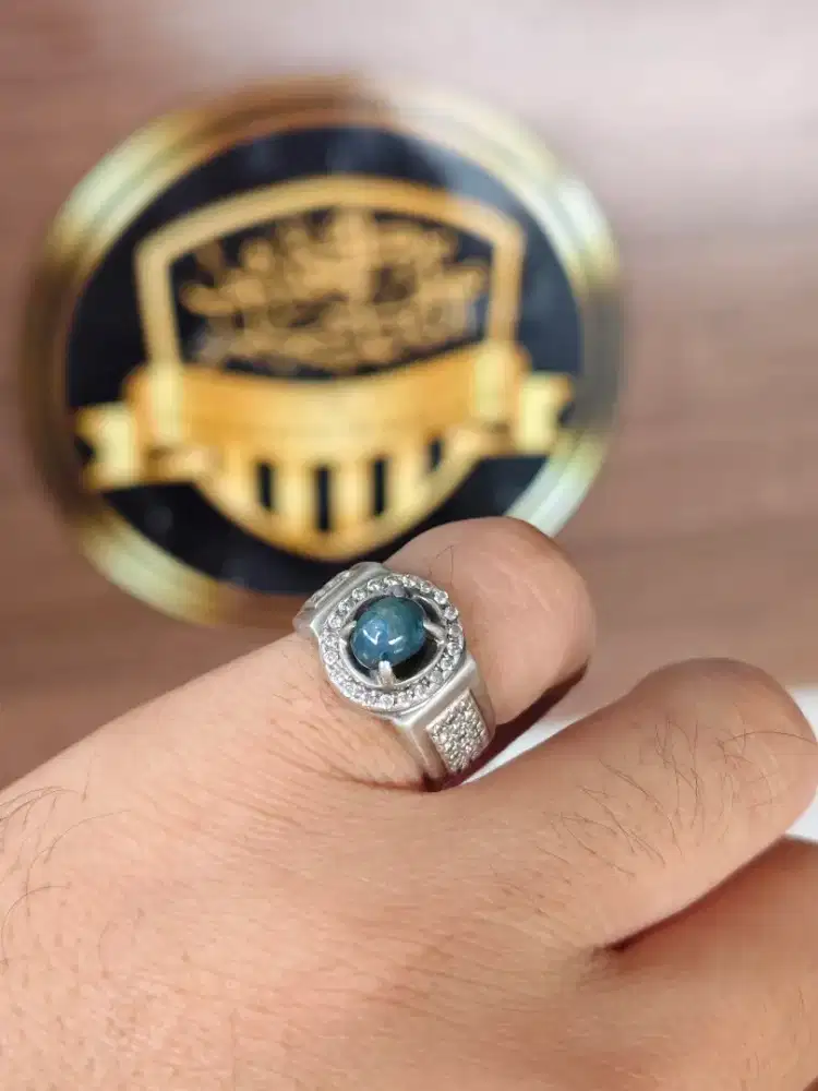 Natural Blue Star Sapphire No Heat 1.52crt Memo WGL Ring Perak