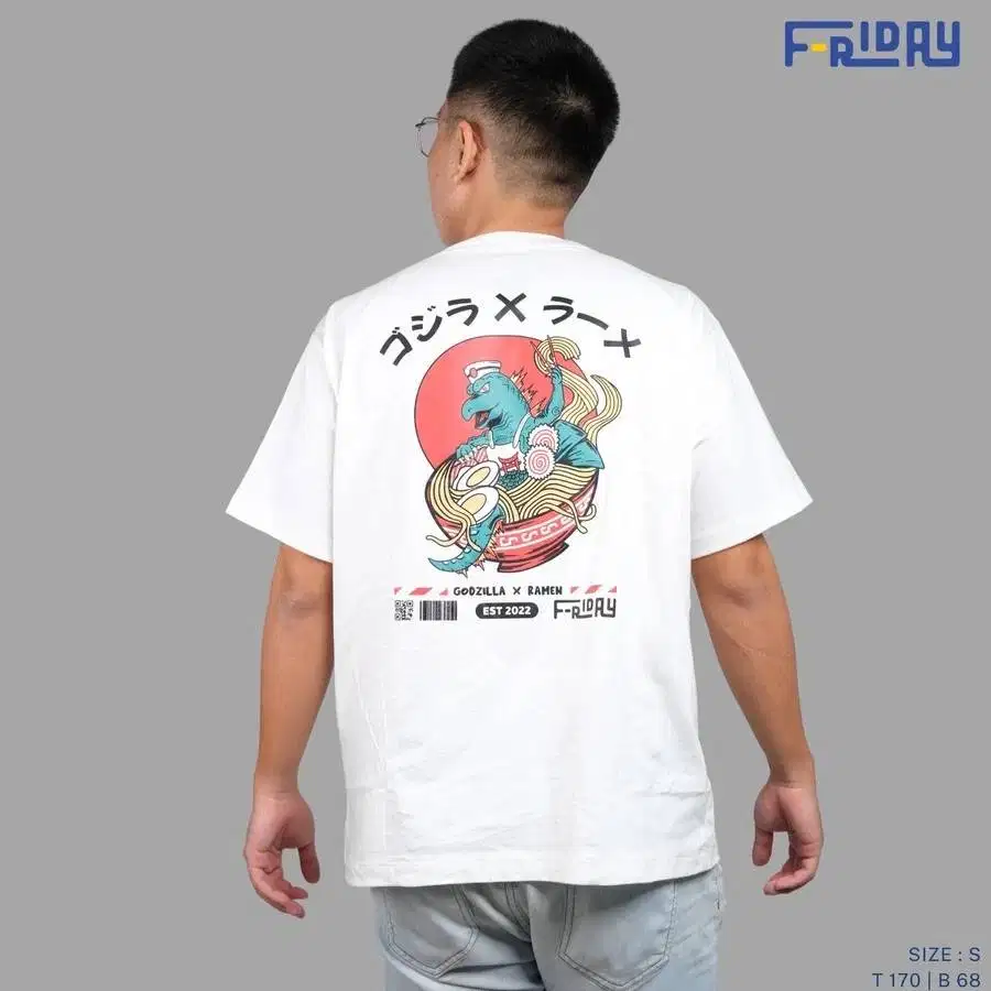 FRIDAY GODZILLA X RAMEN OVERSIZED T-SHIRT KAOS BAJU PRIA OVERSIZED COT