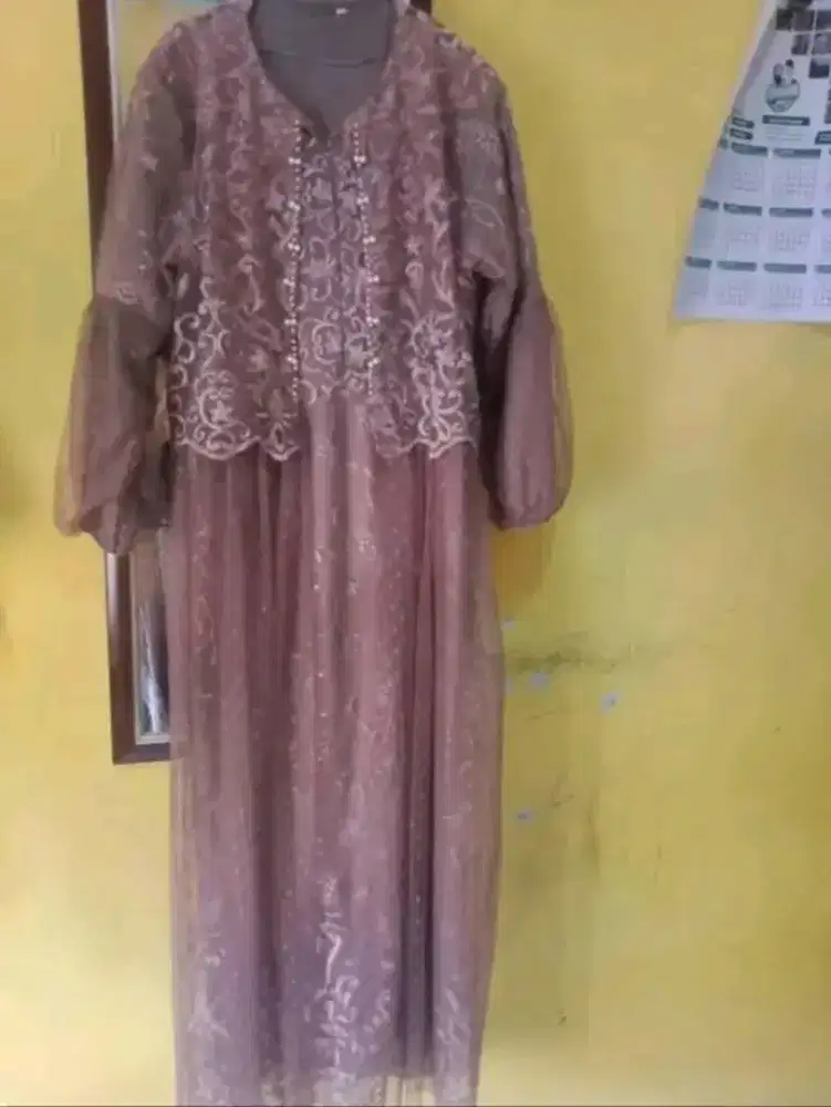 Gamis brukat bisa busui ld 120 atau XXL nominus