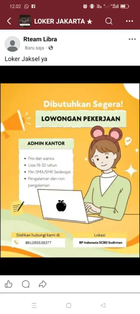 LOKER JABODETABEK WANITA/LAKI-LAKI