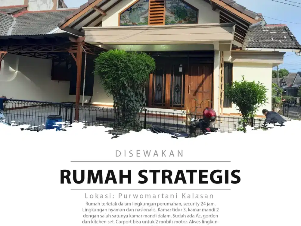 Disewakan Rumah  Nyaman3 Kamar Dalam Perumahan Dekat Maguwo dan Bandara