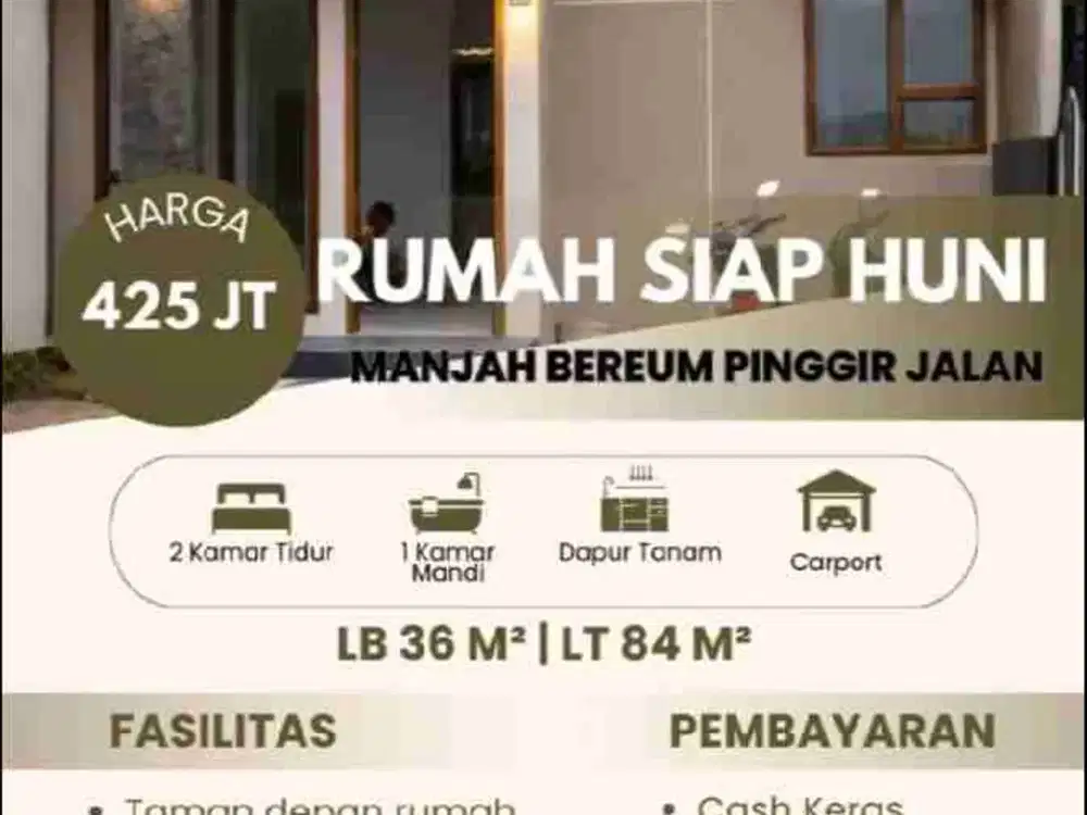 Rumah Minimalis Di Jual Dengan Harga murah Cicilan Langsung Ke Depeloper